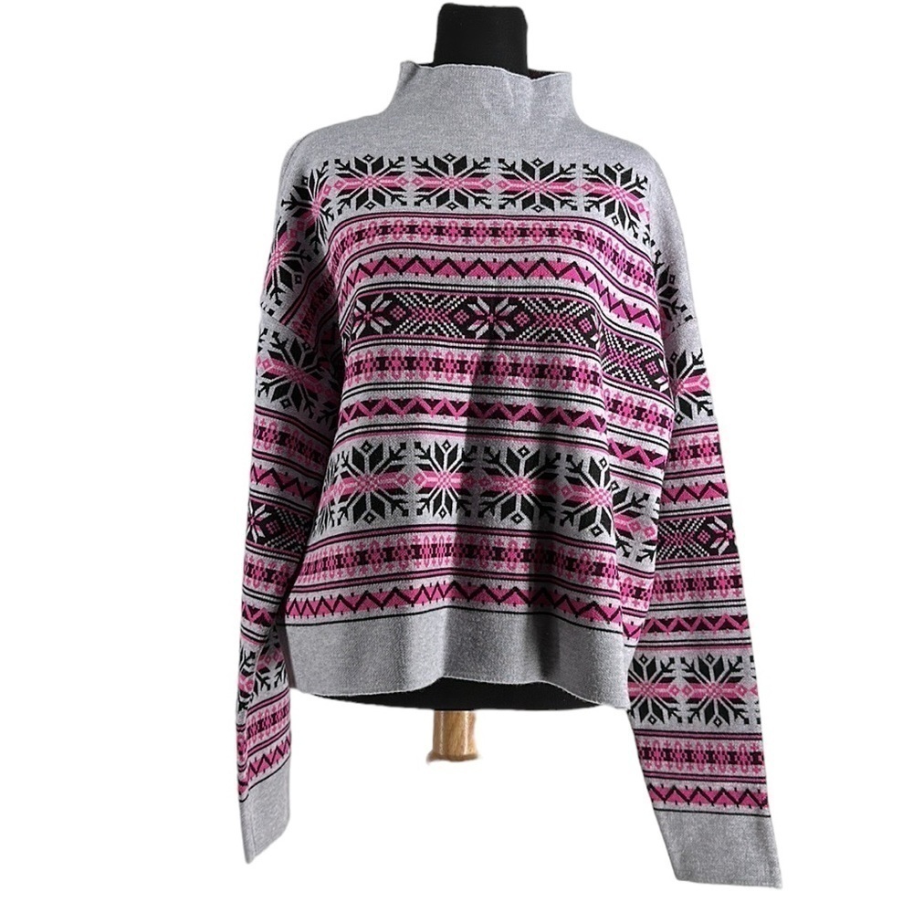Joie Fair Isle Nordic Style Knit Sweater boxy cabin cottage mountains sz xl NWT